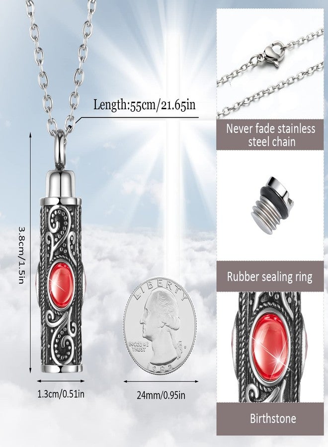 Highergo 8 Pieces Urn Necklace for Ashes Cremation Jewelry Cylinder Crystal Urn Pendant Silver Stainless Steel Memorial Pendant Keepsake with Funnels Ashes Necklace for Women Memory Jewelry - Image 2